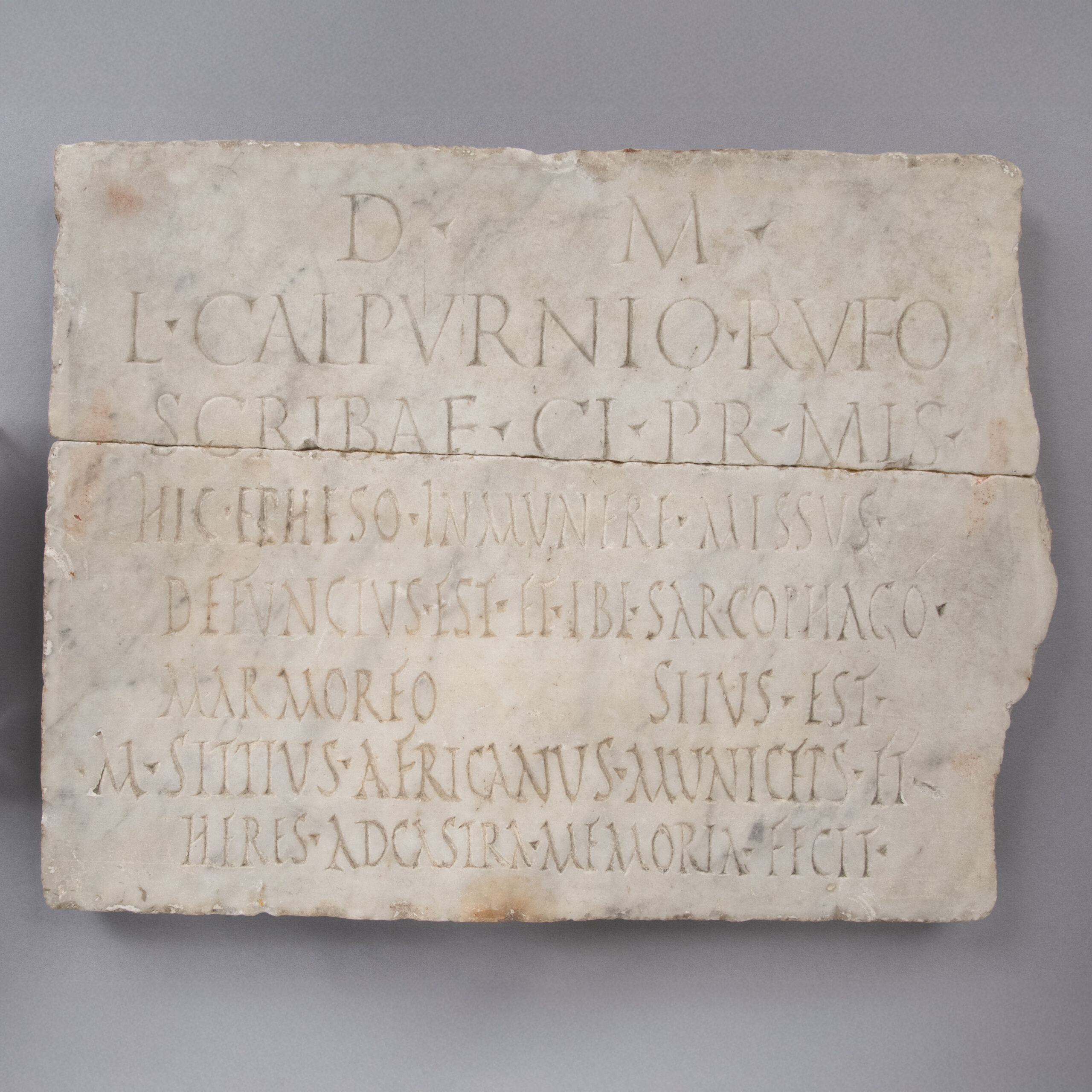 Funerary inscription of Lucius Calpurnius Rufus, a Praetorian officer