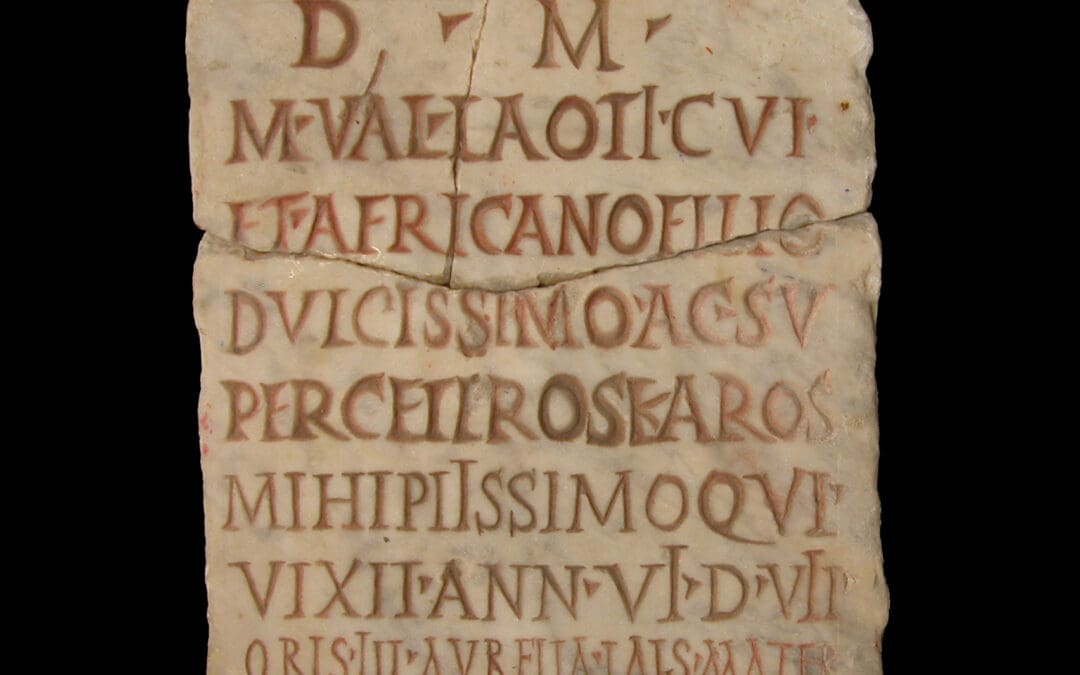 Funerary inscription of a young boy, Marcus Valerius Laos